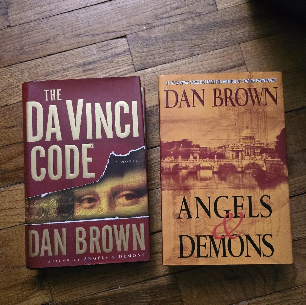 Vintage 2003 Dan Brown Da Vinci Code & Angels Demons HC DJ Red Thriller Lot 2
